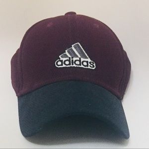 Adidas burgundy hat.